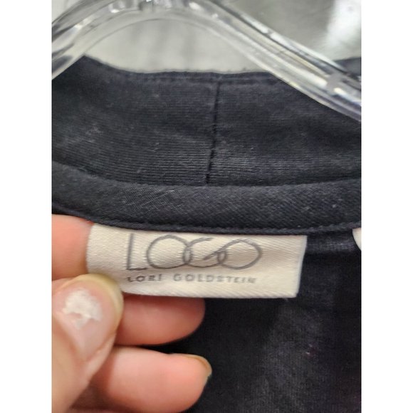 LOGO Lori Goldstein Womens Cardigan Size XL Black Open Front Contrast Hem Jersey - Picture 3 of 9